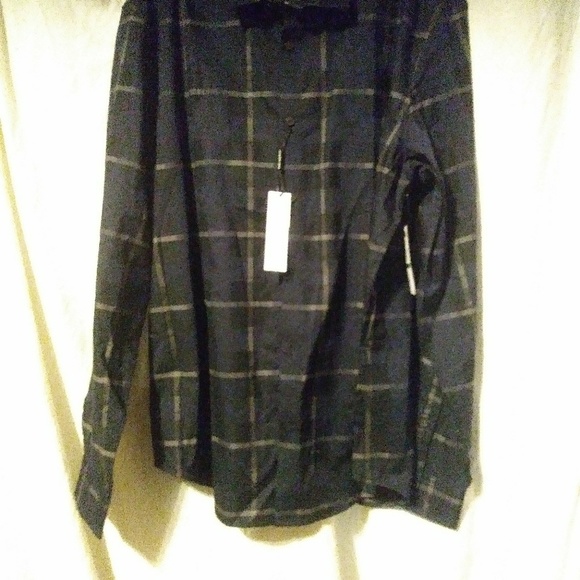 CALVIN KLEIN NEW BUTTON DOWN BLACK PLAID SIZE L - Picture 7 of 8